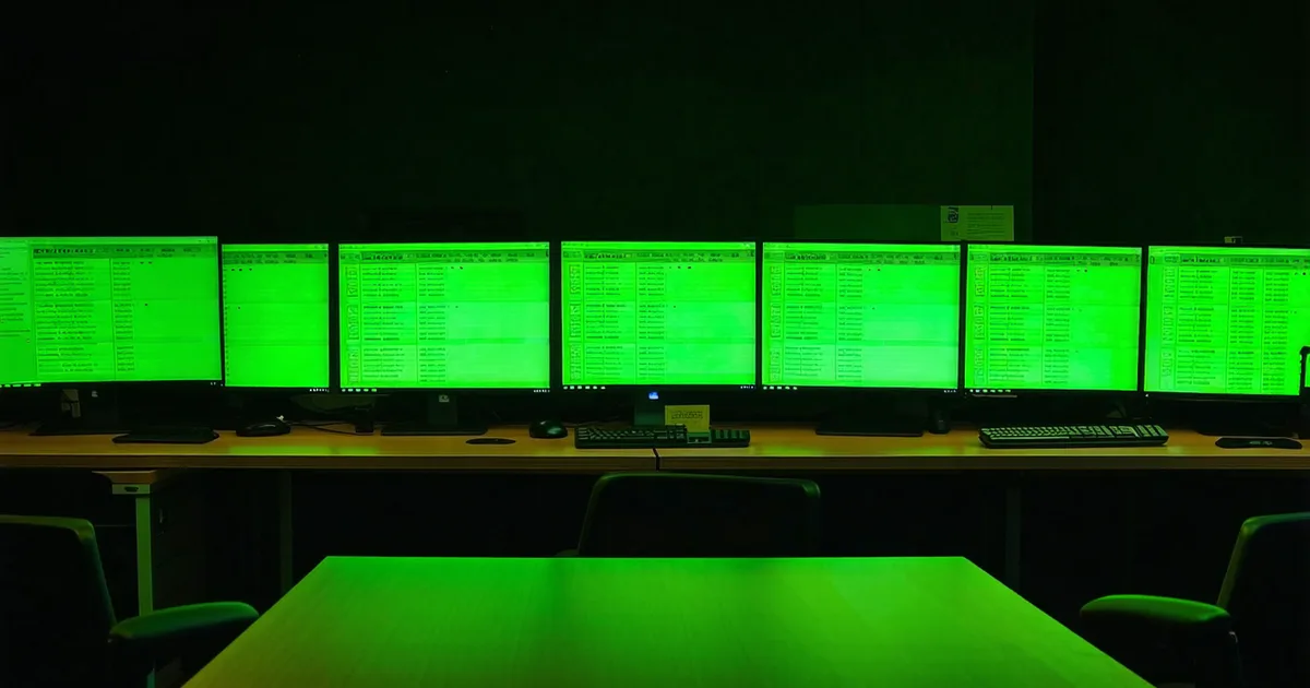 Support team at desks with ticket queue on screens