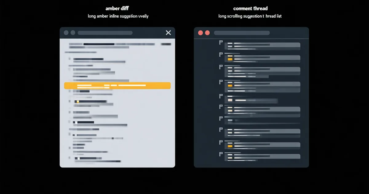 Split-screen inline suggestion vs comment threads